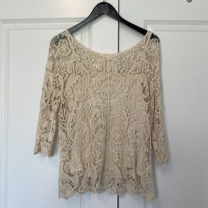 Adiva | Ivory Lace Top w/ Tank Top | sz. L
